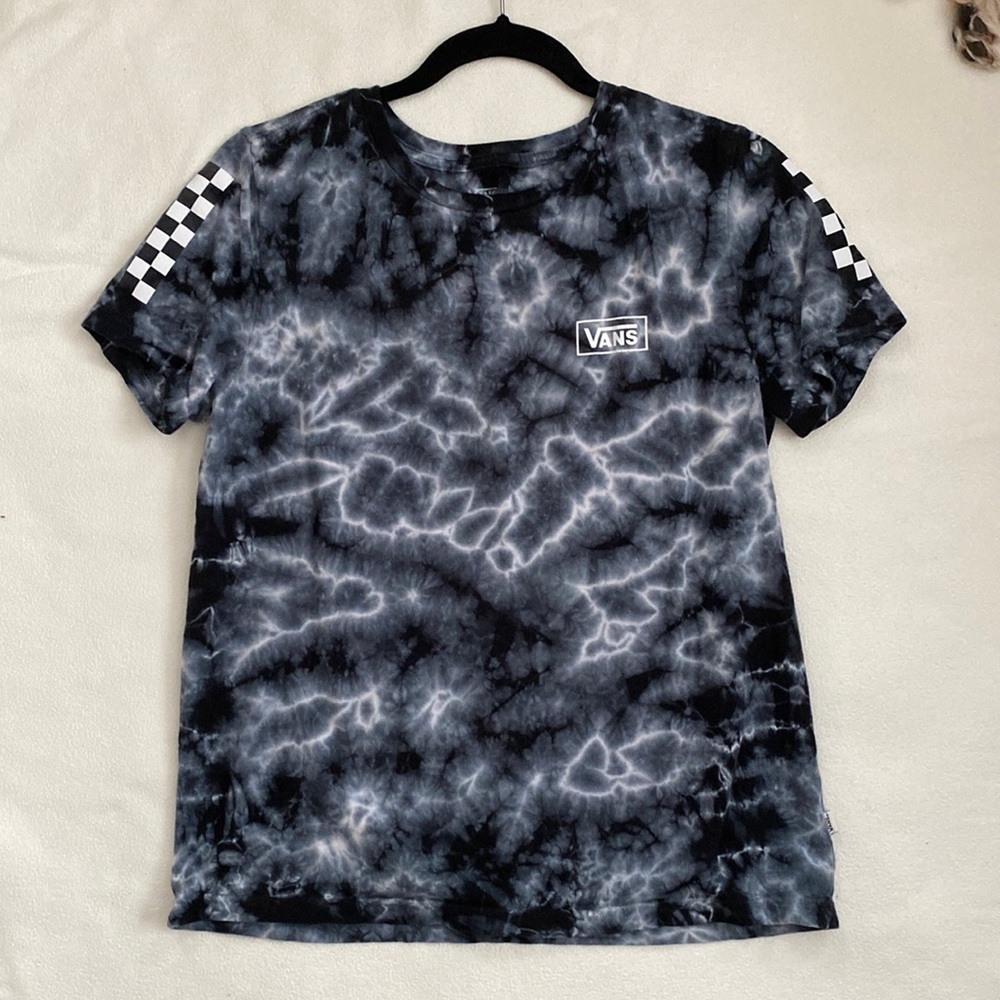 Vans Tie Dye Shirt with Checkered Sleeves